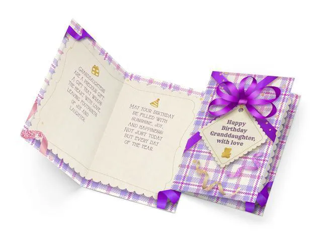 Alt view image 3 of 7 - Happy Birthday Card For Granddaughter, Made in America, Eco-Friendly, Thick Card Stock with Premium Envelope 5in x 7.75in, Packaged in Protective Mailer