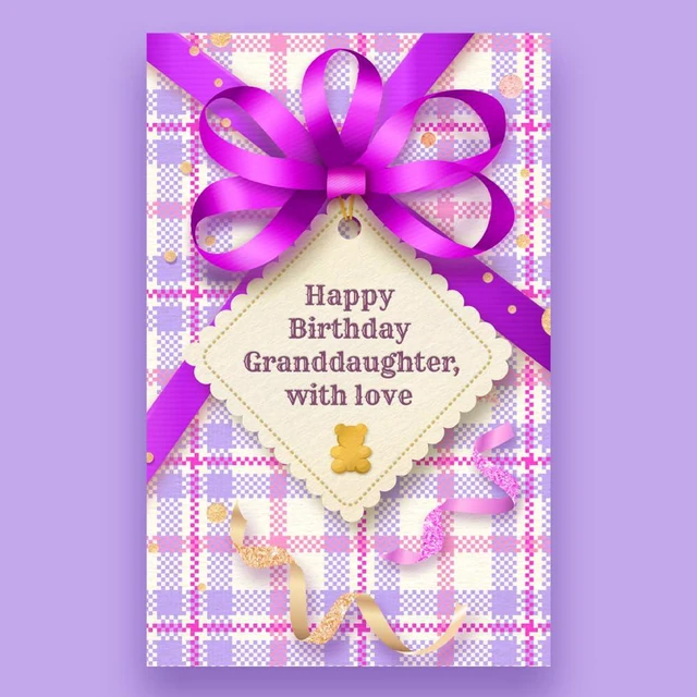 Alt view image 6 of 7 - Happy Birthday Card For Granddaughter, Made in America, Eco-Friendly, Thick Card Stock with Premium Envelope 5in x 7.75in, Packaged in Protective Mailer