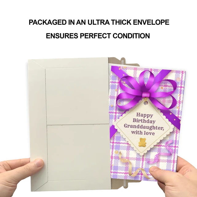 Alt view image 5 of 7 - Happy Birthday Card For Granddaughter, Made in America, Eco-Friendly, Thick Card Stock with Premium Envelope 5in x 7.75in, Packaged in Protective Mailer