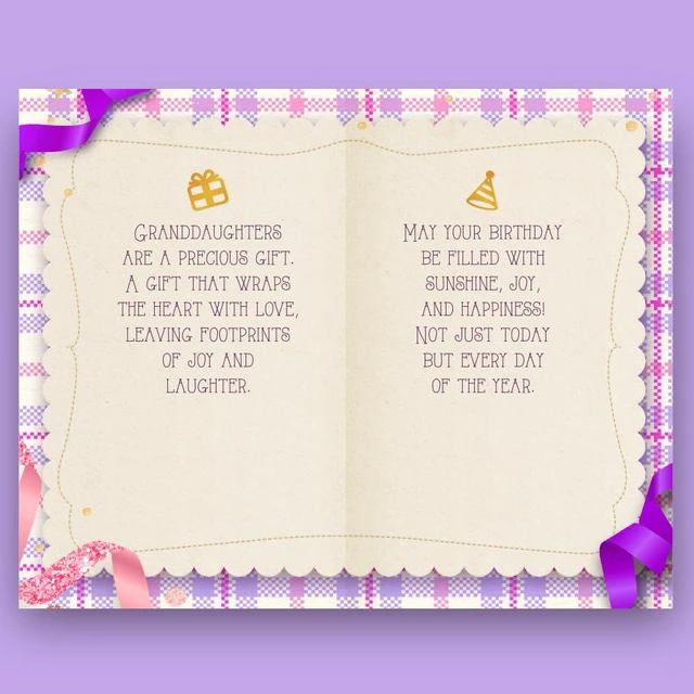 Alt view image 7 of 7 - Happy Birthday Card For Granddaughter, Made in America, Eco-Friendly, Thick Card Stock with Premium Envelope 5in x 7.75in, Packaged in Protective Mailer