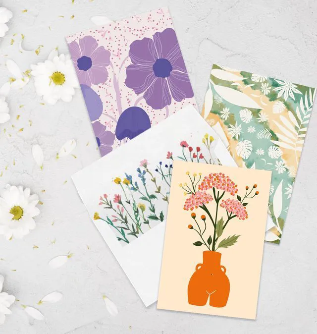 Alt view image 3 of 7 - 24 Pack Floral Blank Greeting Cards with Envelopes, 24 Unique | 4x6 inches, Blank Inside, No Repeats Cards for All Occasion, with 24 Self-adhesive Envelopes in 4 Designs