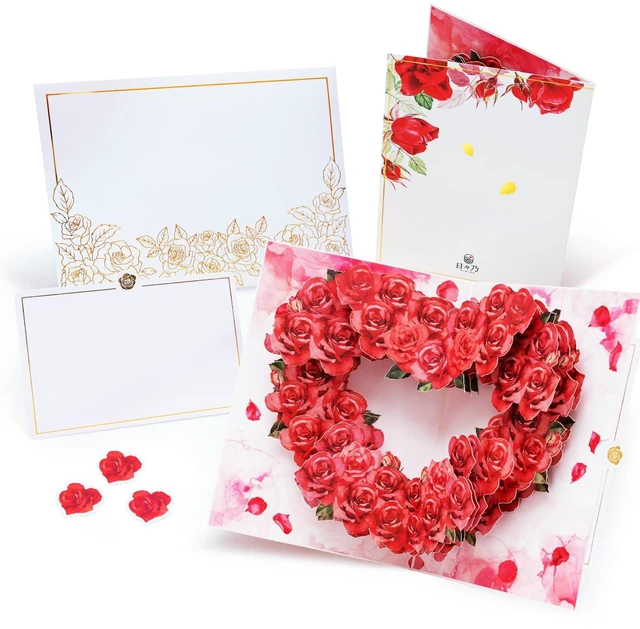 Main image of 3D Pop-Up Rose Card | With Slide-Out Message Note | Handcrafted Floral Design | Romantic Greeting Card for Mother's Day, Anniversaries, Birthdays, Weddings, Valentines Day & Special Moments