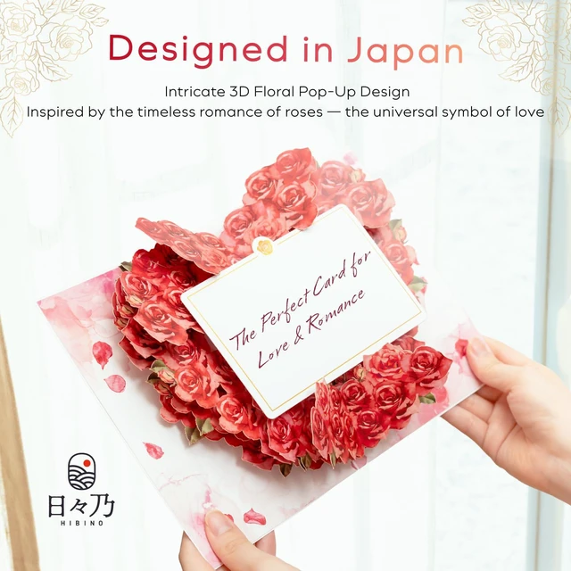 Alt view image 3 of 7 - 3D Pop-Up Rose Card | With Slide-Out Message Note | Handcrafted Floral Design | Romantic Greeting Card for Mother's Day, Anniversaries, Birthdays, Weddings, Valentines Day & Special Moments