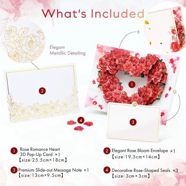 Alt view image 4 of 7 - 3D Pop-Up Rose Card | With Slide-Out Message Note | Handcrafted Floral Design | Romantic Greeting Card for Mother's Day, Anniversaries, Birthdays, Weddings, Valentines Day & Special Moments