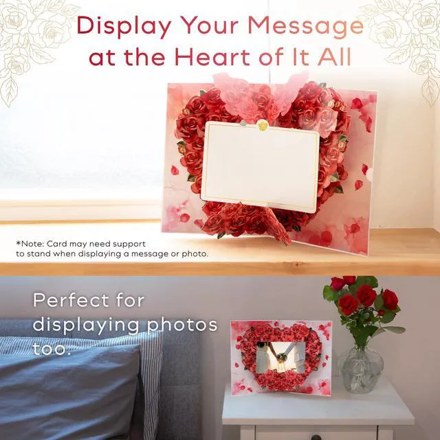 Alt view image 5 of 7 - 3D Pop-Up Rose Card | With Slide-Out Message Note | Handcrafted Floral Design | Romantic Greeting Card for Mother's Day, Anniversaries, Birthdays, Weddings, Valentines Day & Special Moments
