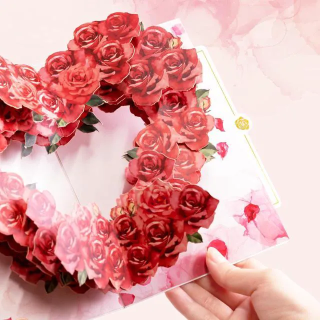 Alt view image 7 of 7 - 3D Pop-Up Rose Card | With Slide-Out Message Note | Handcrafted Floral Design | Romantic Greeting Card for Mother's Day, Anniversaries, Birthdays, Weddings, Valentines Day & Special Moments