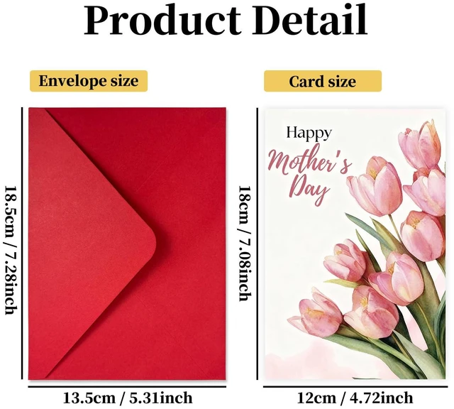 Alt view image 2 of 7 - Elegant Floral Design Blank Greeting Card - Watercolor Tulip Mothers Day Card, Pink Floral Thank You Cards, Female Floral Bday Greeting Cards, Spring Greeting Cards for Mom, Friend, from Son