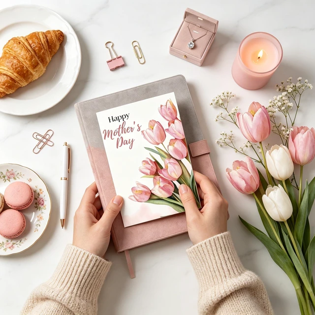 Alt view image 5 of 7 - Elegant Floral Design Blank Greeting Card - Watercolor Tulip Mothers Day Card, Pink Floral Thank You Cards, Female Floral Bday Greeting Cards, Spring Greeting Cards for Mom, Friend, from Son