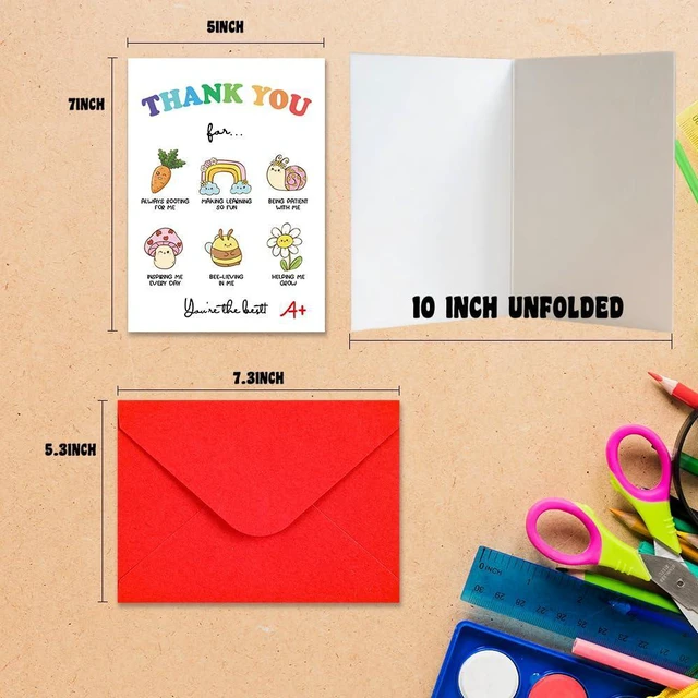 Alt view image 2 of 5 - Teacher Thank You Card with Envelope 5x7 Folded Daycare Teacher Appreciation Card, Thank You for Helping Me Grow, Perfect for Teacher Appreciation Week, End of Year & Thank You Gifts -TCTKC02
