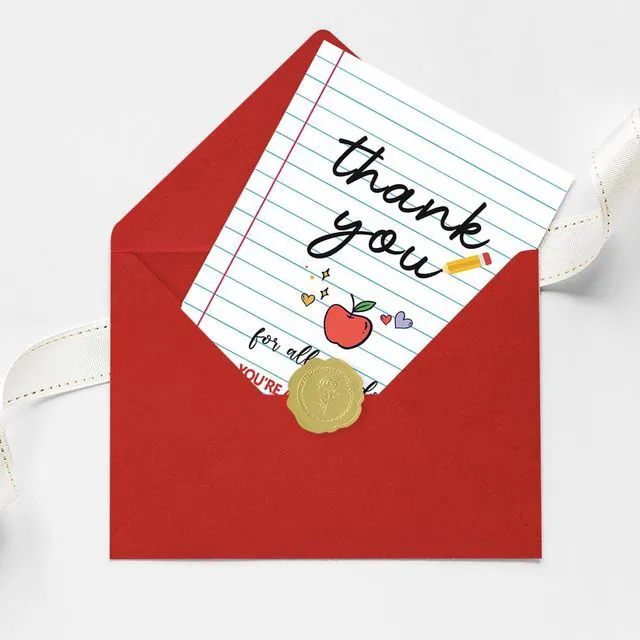 Alt view image 3 of 6 - Teacher Thank You Card with Envelope, Teacher Appreciation Card, Thank You Card for Teacher, Blank Inside Greeting Card