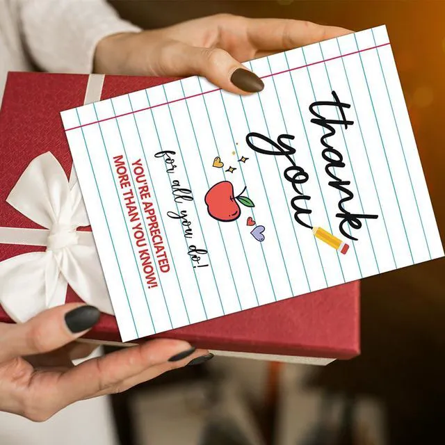 Alt view image 5 of 6 - Teacher Thank You Card with Envelope, Teacher Appreciation Card, Thank You Card for Teacher, Blank Inside Greeting Card