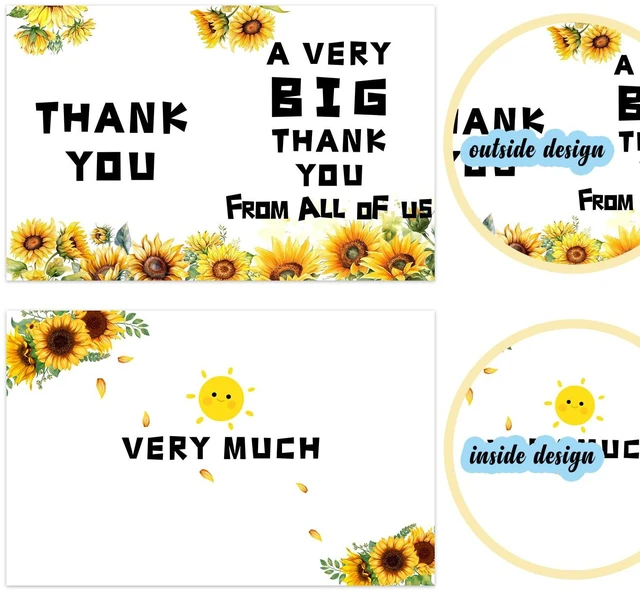 Alt view image 2 of 7 - Jumbo Sunflower Thank You Card with Envelope Giant Oversized Appreciation Greeting Card 14x22 Inch for Teacher Appreciation, Mothers Day, Graduation, Boss & Coworker Gifts Floral Gratitude Card