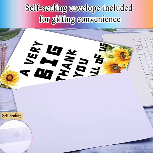 Alt view image 3 of 7 - Jumbo Sunflower Thank You Card with Envelope Giant Oversized Appreciation Greeting Card 14x22 Inch for Teacher Appreciation, Mothers Day, Graduation, Boss & Coworker Gifts Floral Gratitude Card