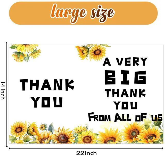 Alt view image 4 of 7 - Jumbo Sunflower Thank You Card with Envelope Giant Oversized Appreciation Greeting Card 14x22 Inch for Teacher Appreciation, Mothers Day, Graduation, Boss & Coworker Gifts Floral Gratitude Card