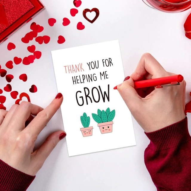Alt view image 3 of 7 - Thank You Teacher Card, Helping Me Grow Card, Appreciation Greeting Cards for Teacher Mom Mother Dad, Thank You Gifts For Women