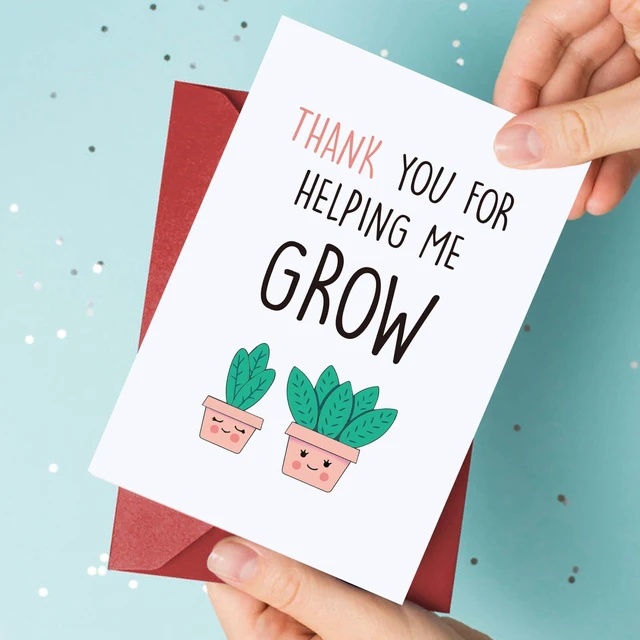 Alt view image 4 of 7 - Thank You Teacher Card, Helping Me Grow Card, Appreciation Greeting Cards for Teacher Mom Mother Dad, Thank You Gifts For Women