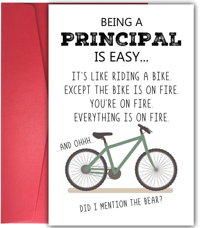 Main image of Funny Principal Appreciation Card, Humor Thank You Card for School Administrators Teachers Educators, Unique Greeting Card for Principal's Day, Teacher Appreciation Week, or Graduation Thank You Gift