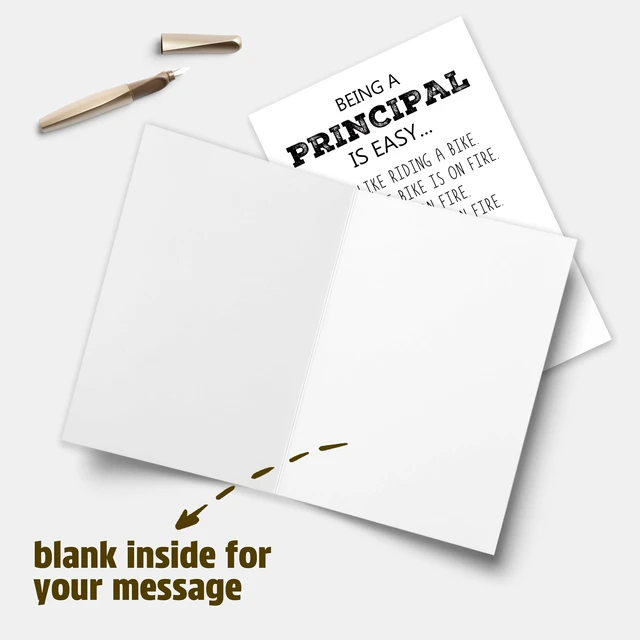 Alt view image 3 of 7 - Funny Principal Appreciation Card, Humor Thank You Card for School Administrators Teachers Educators, Unique Greeting Card for Principal's Day, Teacher Appreciation Week, or Graduation Thank You Gift
