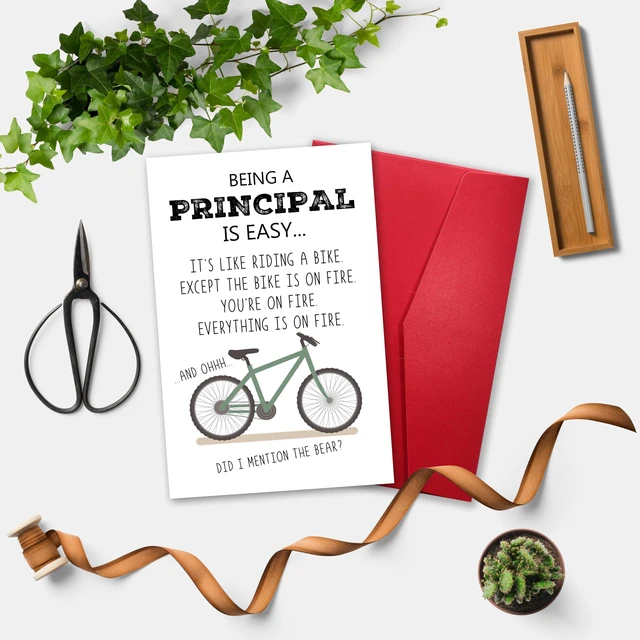 Alt view image 6 of 7 - Funny Principal Appreciation Card, Humor Thank You Card for School Administrators Teachers Educators, Unique Greeting Card for Principal's Day, Teacher Appreciation Week, or Graduation Thank You Gift