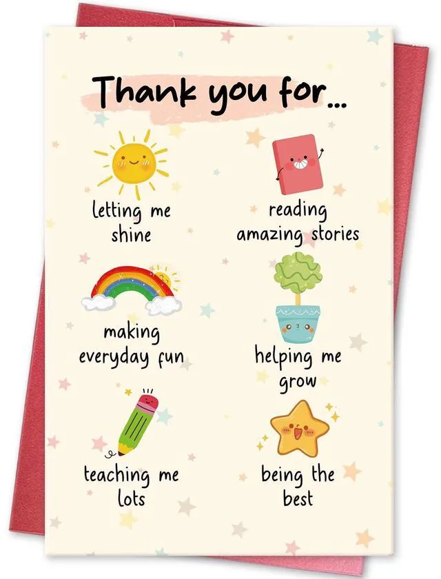 Main image of Sweet Thank You Card for Teacher, Teachers Appreciation Card from Students, Teacher's Day Gift Ideas, End of the Year Gift