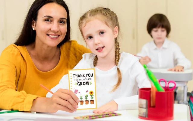 Alt view image 4 of 7 - Teacher Thank You Cards with Envelopes - End of the Year Teacher Graduation Gift from Student Kids Teacher Appreciation Cards from Students - Teacher Appreciation Gifts Card for Women Men