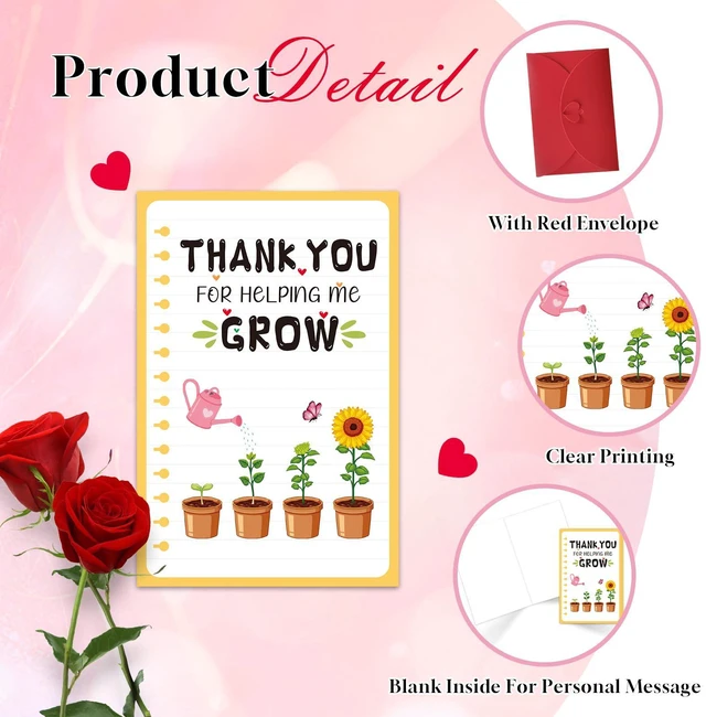 Alt view image 5 of 7 - Teacher Thank You Cards with Envelopes - End of the Year Teacher Graduation Gift from Student Kids Teacher Appreciation Cards from Students - Teacher Appreciation Gifts Card for Women Men