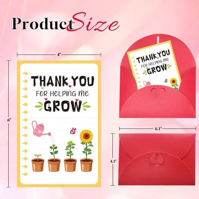 Alt view image 6 of 7 - Teacher Thank You Cards with Envelopes - End of the Year Teacher Graduation Gift from Student Kids Teacher Appreciation Cards from Students - Teacher Appreciation Gifts Card for Women Men