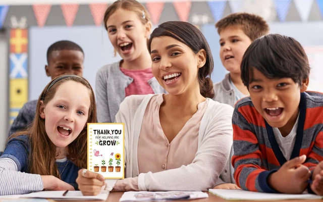 Alt view image 7 of 7 - Teacher Thank You Cards with Envelopes - End of the Year Teacher Graduation Gift from Student Kids Teacher Appreciation Cards from Students - Teacher Appreciation Gifts Card for Women Men