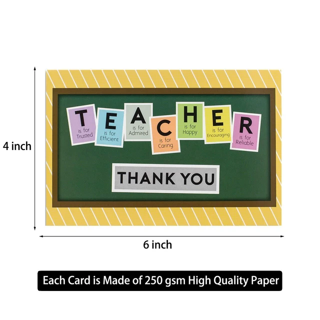 Alt view image 2 of 6 - 24 Pack Teacher Thank You Cards - Cute Teacher Appreciation Cards in 24 unique Designs- Greeting Card For Teachers Day Card -End of Year Teacher Cards, Thank You Notes To Teachers 4 x 6 inches