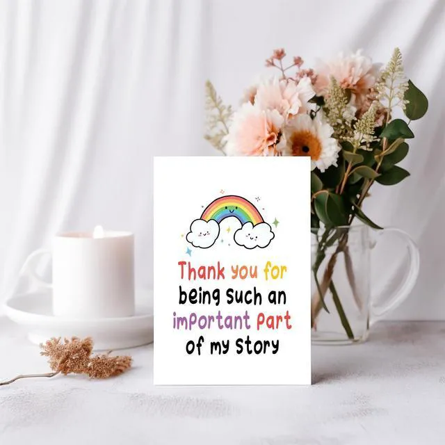 Alt view image 2 of 7 - Lovely Thank You Card for Teacher, Rainbow Teaching Assistant Appreciation Gift for Teacher's Birthday