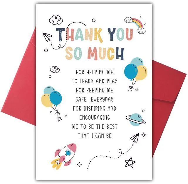 Main image of Heartfelt Thank You Card for Teacher, End Of Year Gifts for Childs Teachers, Cute Appreciation Card, Thank You Gift for Preschool Teacher or Nursery Teachers, Thank You so Much Card