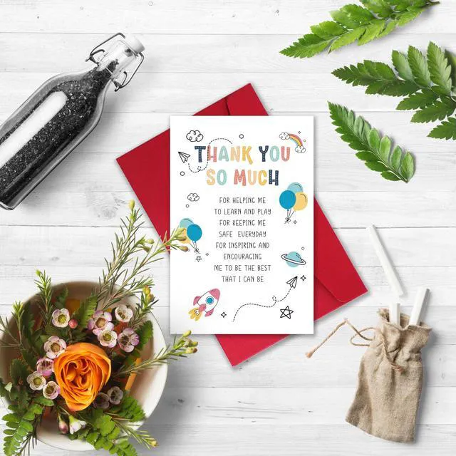 Alt view image 4 of 7 - Heartfelt Thank You Card for Teacher, End Of Year Gifts for Childs Teachers, Cute Appreciation Card, Thank You Gift for Preschool Teacher or Nursery Teachers, Thank You so Much Card