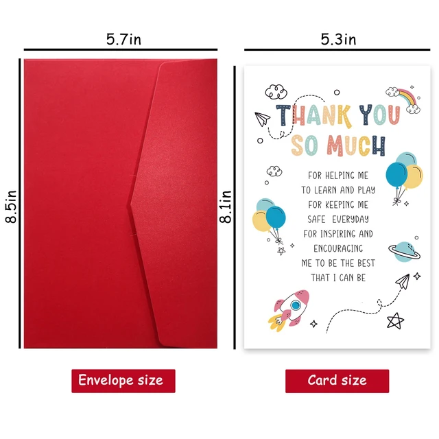 Alt view image 2 of 7 - Heartfelt Thank You Card for Teacher, End Of Year Gifts for Childs Teachers, Cute Appreciation Card, Thank You Gift for Preschool Teacher or Nursery Teachers, Thank You so Much Card