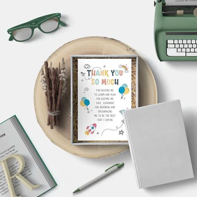 Alt view image 5 of 7 - Heartfelt Thank You Card for Teacher, End Of Year Gifts for Childs Teachers, Cute Appreciation Card, Thank You Gift for Preschool Teacher or Nursery Teachers, Thank You so Much Card