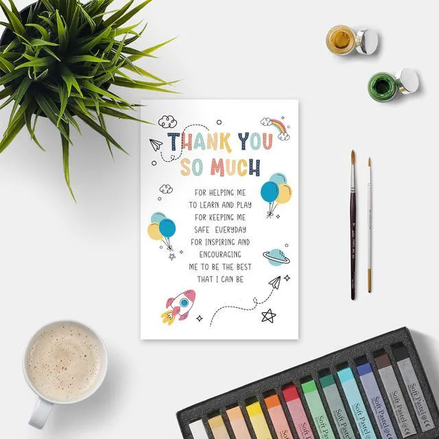 Alt view image 6 of 7 - Heartfelt Thank You Card for Teacher, End Of Year Gifts for Childs Teachers, Cute Appreciation Card, Thank You Gift for Preschool Teacher or Nursery Teachers, Thank You so Much Card