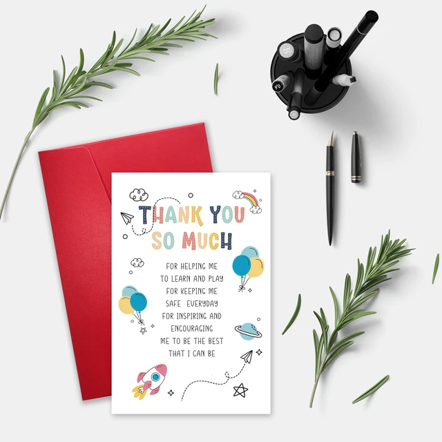 Alt view image 7 of 7 - Heartfelt Thank You Card for Teacher, End Of Year Gifts for Childs Teachers, Cute Appreciation Card, Thank You Gift for Preschool Teacher or Nursery Teachers, Thank You so Much Card