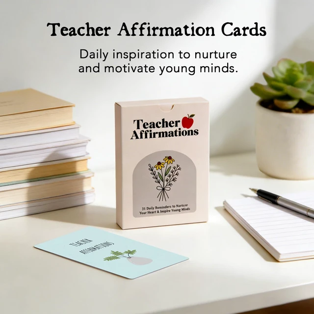 Alt view image 3 of 7 - Teacher Gift Set for Women, 31 Affirmation Cards & Crystal Pen | Back to School gift for teachers, mentors and tutors with 31 daily affirmation cards, crystal pen and gift-ready box