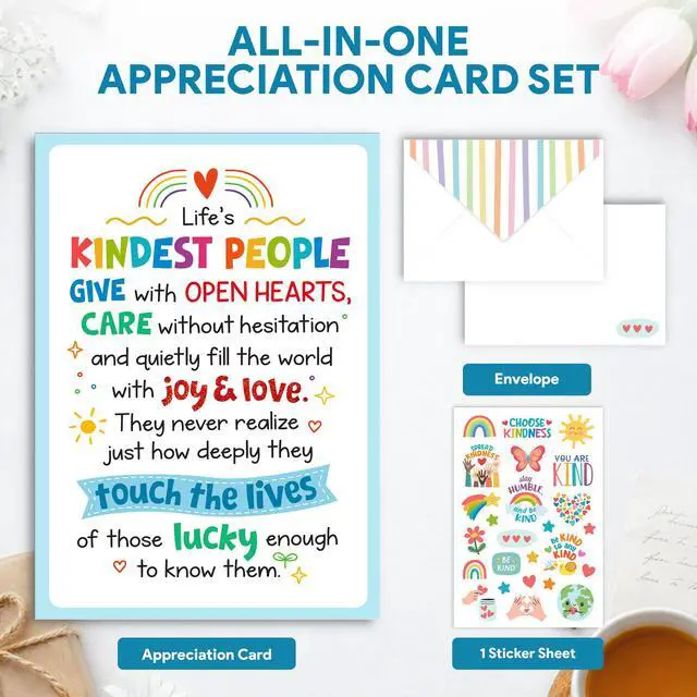 Alt view image 3 of 7 - 1pc Teacher Thank You Card, School Counselor Appreciation Card | 1 Card, Envelope & 25 Sticker Seals, Teacher Appreciation Card for Counselor, Social Worker, Paraprofessional, Message Inside