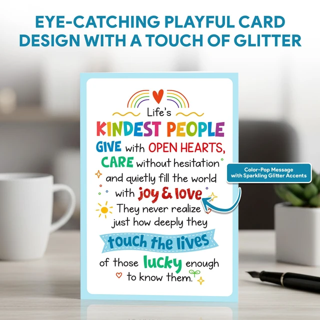 Alt view image 4 of 7 - 1pc Teacher Thank You Card, School Counselor Appreciation Card | 1 Card, Envelope & 25 Sticker Seals, Teacher Appreciation Card for Counselor, Social Worker, Paraprofessional, Message Inside