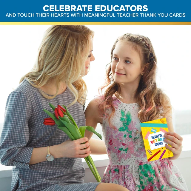 Alt view image 6 of 6 - 24 Pack 6x4in Colorful Teacher Thank You Cards | Envelopes & Stickers, 12 Colorful Designs for Teachers, Blank Inside - Teacher Appreciation, Thank You, Gifting, Mailing
