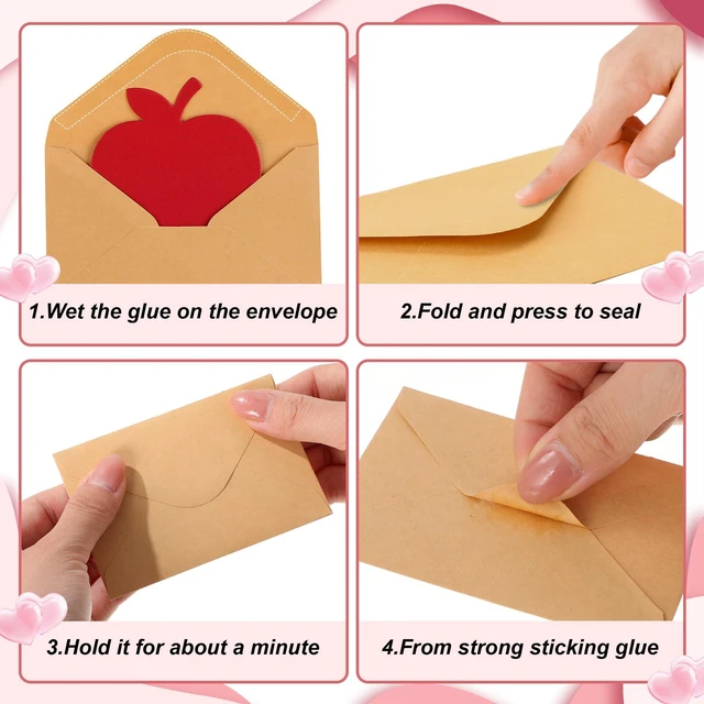 Alt view image 3 of 6 - 50 Sets Back to School Card Gift with Mini Envelope | Blank Apple Shaped Greeting Cards 4.13 x 2.76 Inch Cute Thank You Gifts Bulk for First Day of School Welcome Teacher Rewards