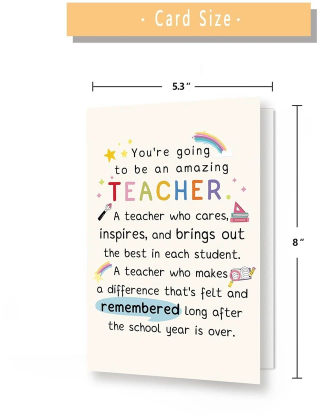 Alt view image 2 of 6 - Best Teacher Graduation Gifts for Women Men, Funny New Teacher Card | First Year Gifts for Education Major, Includes Envelope and Stickers, 8x5.3 Inch