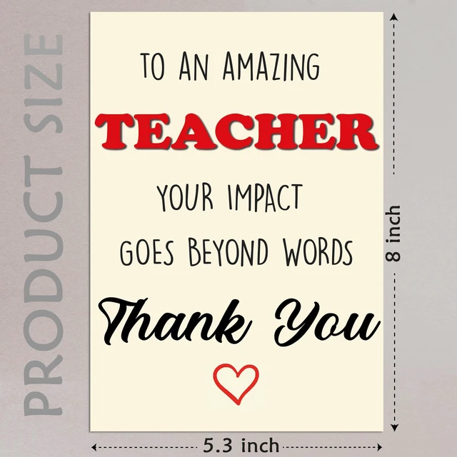 Alt view image 2 of 5 - Teacher Appreciation Card Appreciation Gift Card for Teachers from Student Perfect for Teacher Thank You, End of Year, and Retirement Gifts