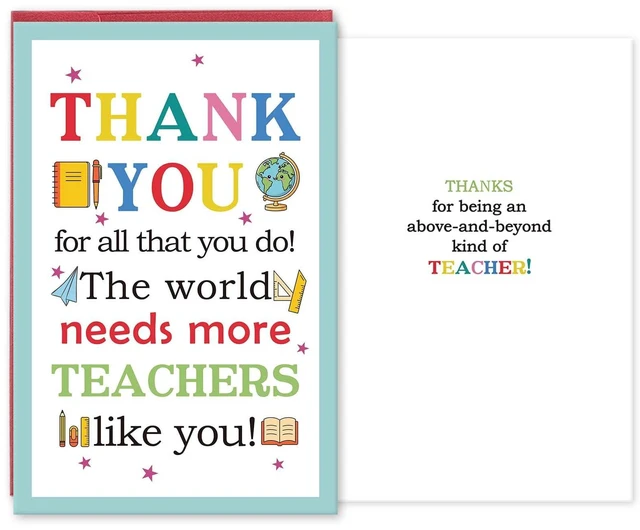 Main image of Teacher Appreciation Card, Cute Thank You Card for Teacher, Teachers Appreciation Week Gift from Students, Thank You for All That You Do