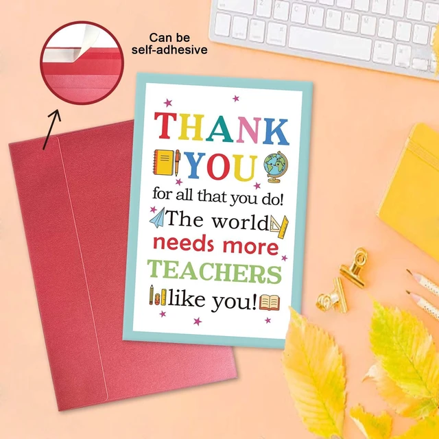 Alt view image 3 of 7 - Teacher Appreciation Card, Cute Thank You Card for Teacher, Teachers Appreciation Week Gift from Students, Thank You for All That You Do
