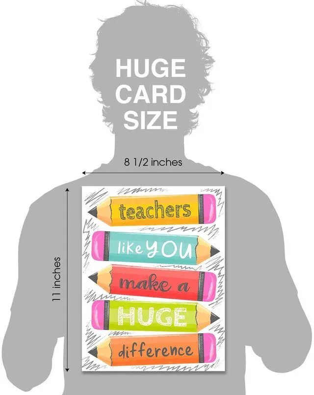 Alt view image 6 of 6 - Teachers Like You Make A Huge Difference Jumbo Card / 8.5" x 11" Large Greeting Card/Educator Thank You Card/Teacher Appreciation/Made In The USA