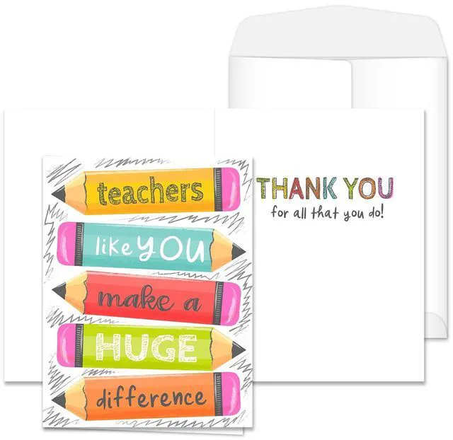 Alt view image 3 of 6 - Teachers Like You Make A Huge Difference Jumbo Card / 8.5" x 11" Large Greeting Card/Educator Thank You Card/Teacher Appreciation/Made In The USA