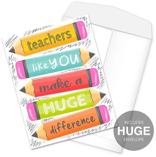 Alt view image 2 of 6 - Teachers Like You Make A Huge Difference Jumbo Card / 8.5" x 11" Large Greeting Card/Educator Thank You Card/Teacher Appreciation/Made In The USA