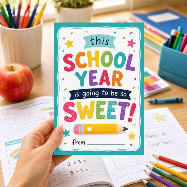Alt view image 2 of 7 - Back To School Greeting Card, Sweet School Year Appreciation Card | 8x5.3 Inch Card with Envelope, Classroom Theme with Inspirational Message for Students Teachers and Back To School Gift