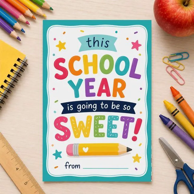 Alt view image 3 of 7 - Back To School Greeting Card, Sweet School Year Appreciation Card | 8x5.3 Inch Card with Envelope, Classroom Theme with Inspirational Message for Students Teachers and Back To School Gift
